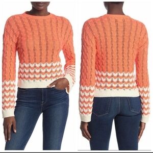 Abound Coral & Ivory Striped Pointelle Knit Sweater